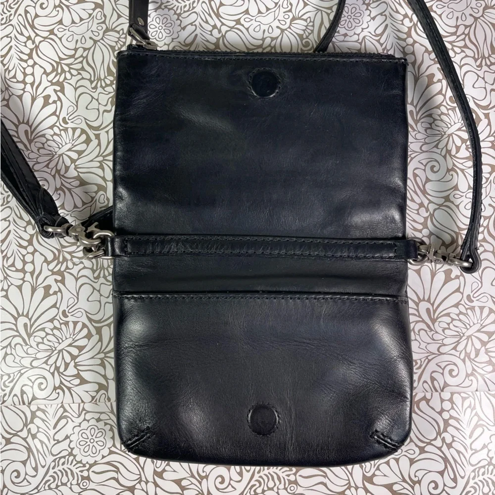 Frye Melissa Crossbody Stadium Bag Purse Black Leather - Picture 8 of 12